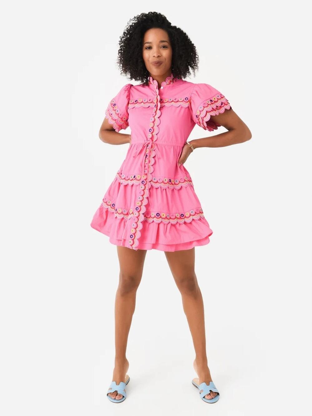 Celia B Women's Marilla Dress Pink Tiered XS NWT